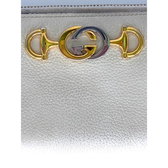 Gucci GG Two Tone Hardware Cream Leather Zip Around Wallet - Picture 6 of 9